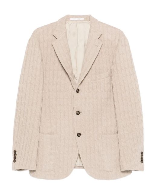 Eleventy Natural Cable-Knit Single-Breasted Blazer for men
