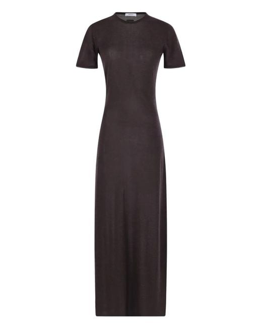 Ferragamo Brown Crew-Neck Short-Sleeve Maxi Dress