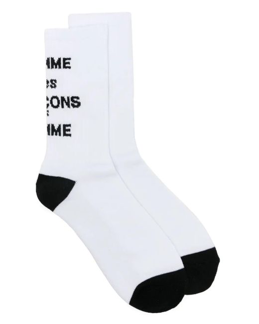 メンズ Comme des Garçons ロゴ靴下 White