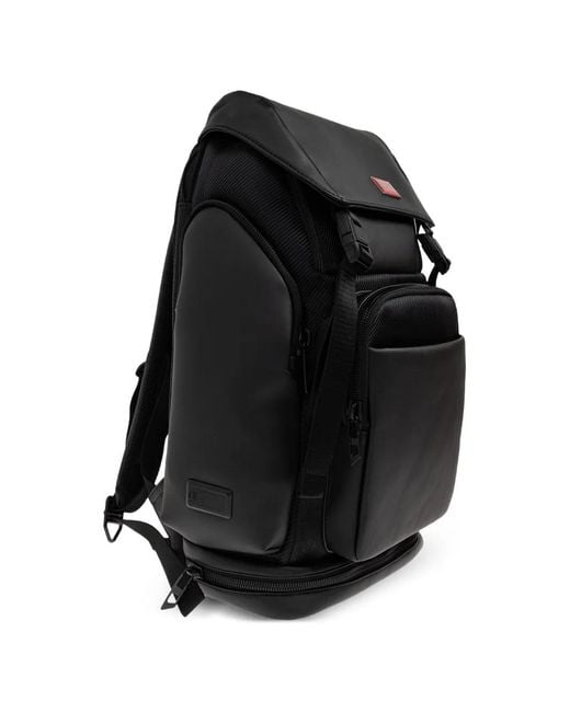 DIESEL Black Logo-Plaque Buckle-Fastening Backpack