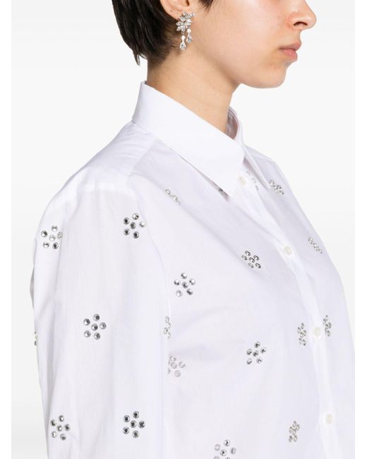 MSGM White Shirt With Rhinestones