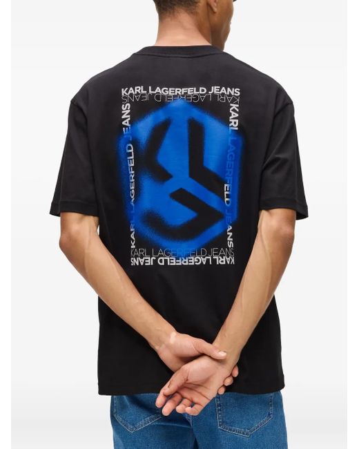 Karl Lagerfeld Black Logo-Print T-Shirt for men