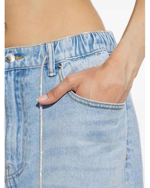 Alexander Wang Blue Crystal-Embellished Drawstring-Waist Jeans