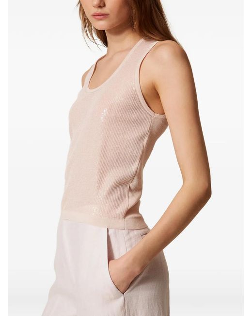 Twinset Natural Sequined Top