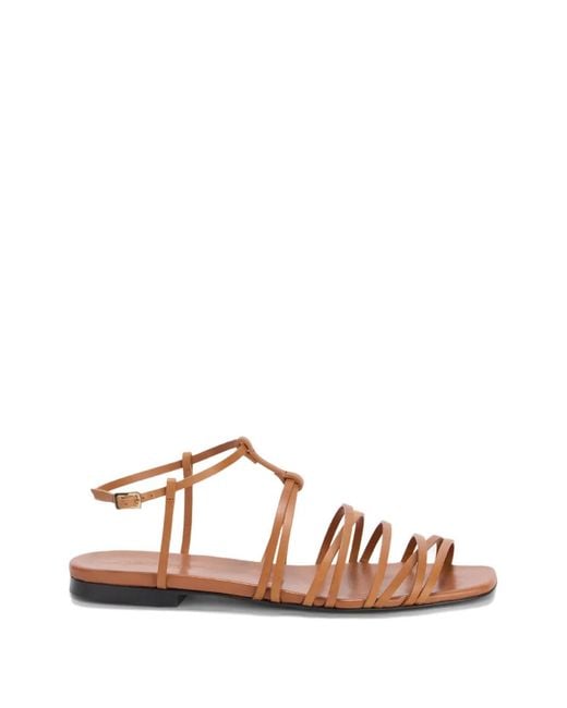 Jil Sander Brown Leather Flat Sandals