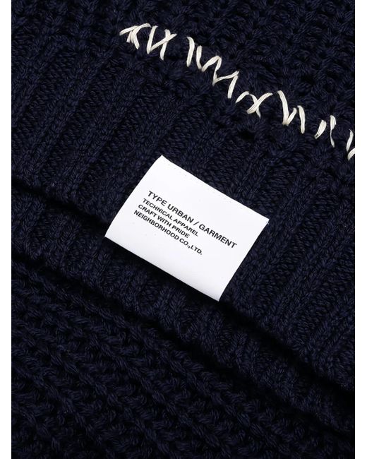 Neighborhood Blue Stitch-Detail Crew-Neck Sweater for men
