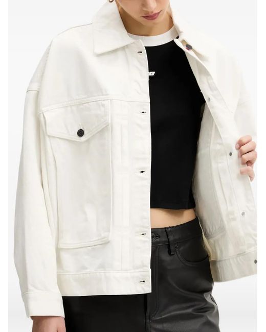 HUGO White Patch-Pocket Denim Jacket
