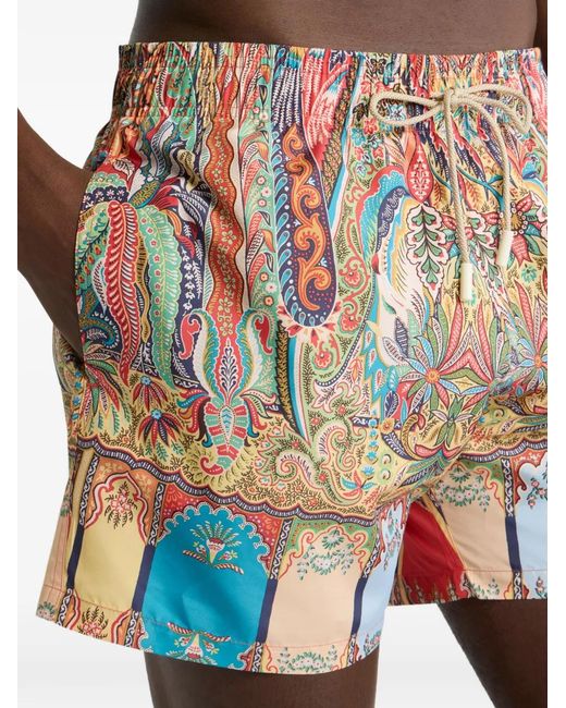 Etro White Short De Bain À Fleurs for men