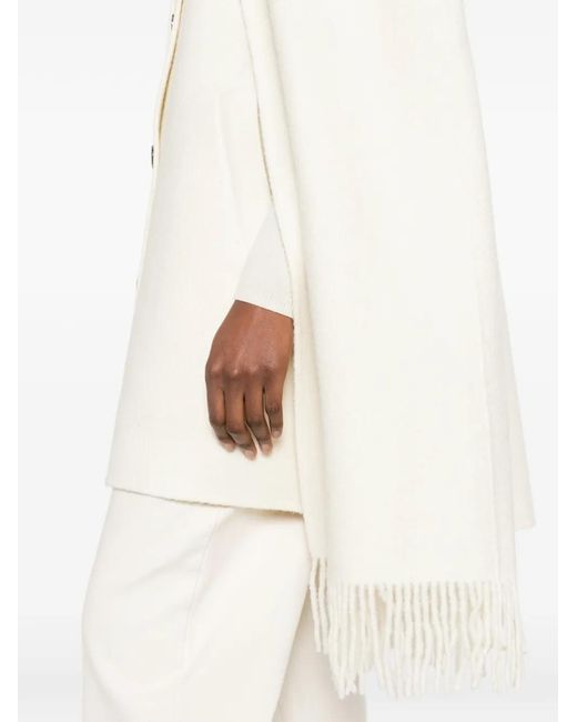 Totême White Fringed-Hem Coat