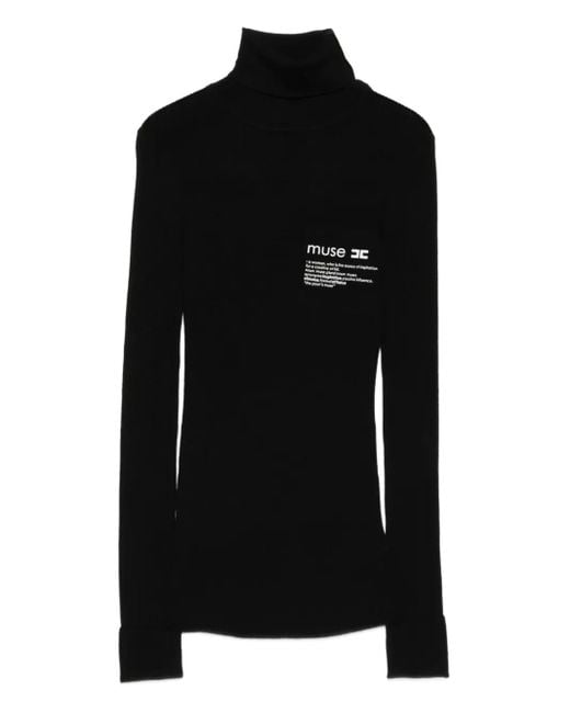 Elisabetta Franchi Black Fitted Turtleneck Sweater