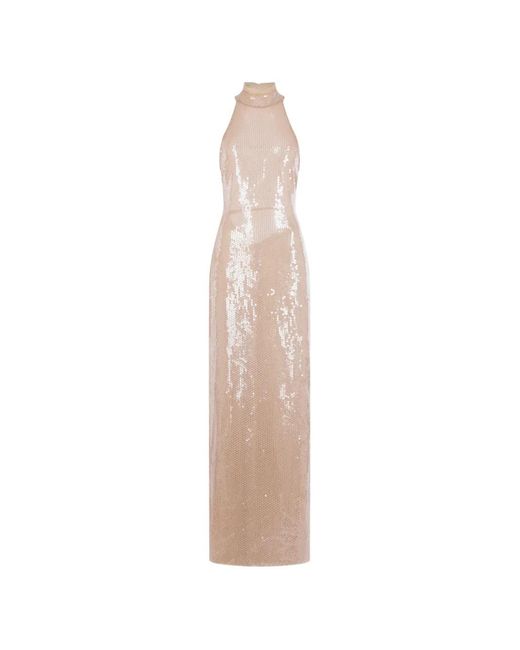 Raquel Diniz White Long Sequin Dress