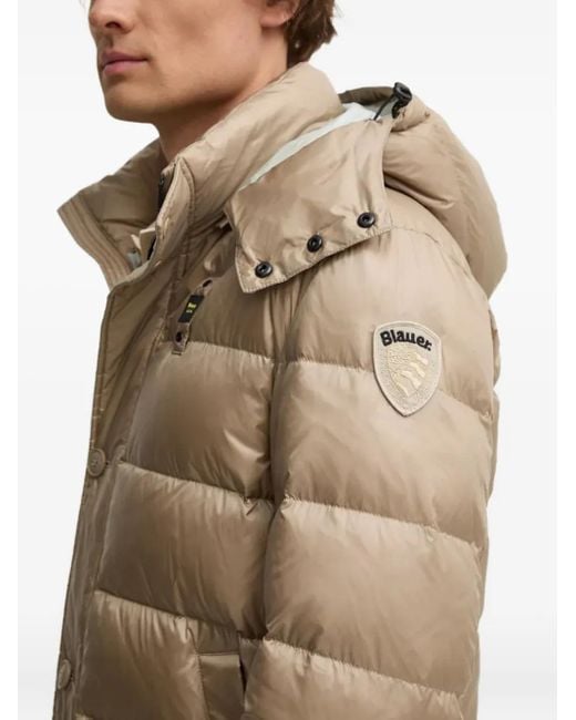 Blauer Gewatteerd Jack Met Capuchon in het Natural voor heren