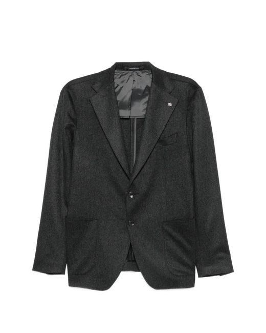 Tagliatore Black Single-Breasted Notched-Lapel Blazer for men