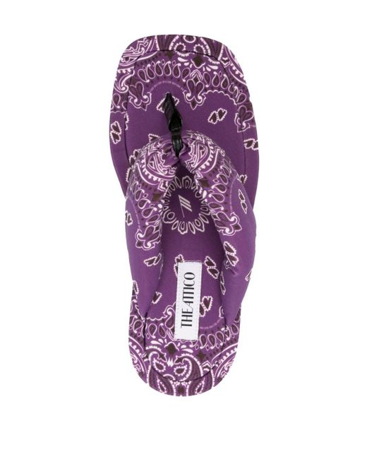 The Attico Slippers Met Bandanaprint in het Purple