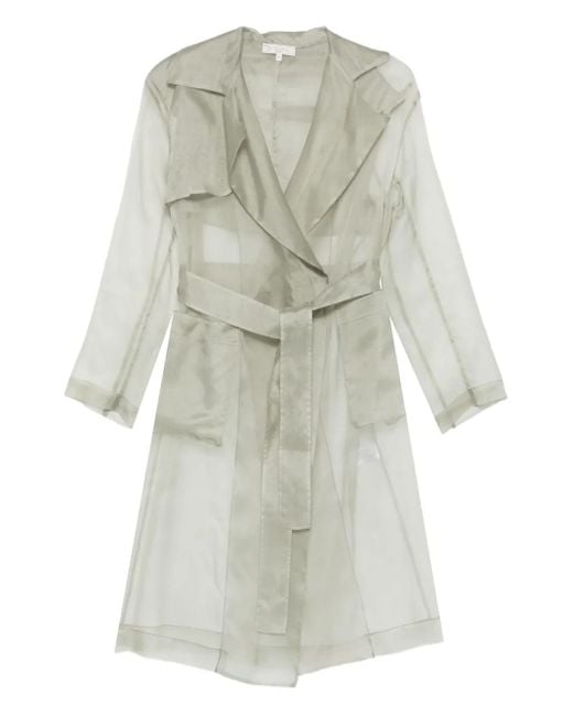 Antonelli White Belted Sheer Trench Coat