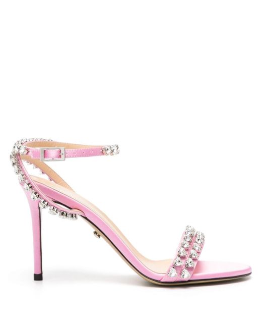 Mach & Mach Pink Crystal-embellished 100mm Sandals