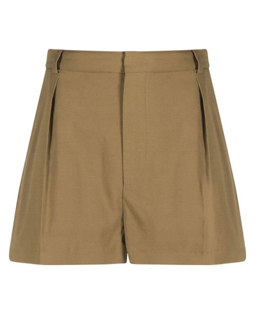 Sportmax Natural High-waist Pleated Shorts