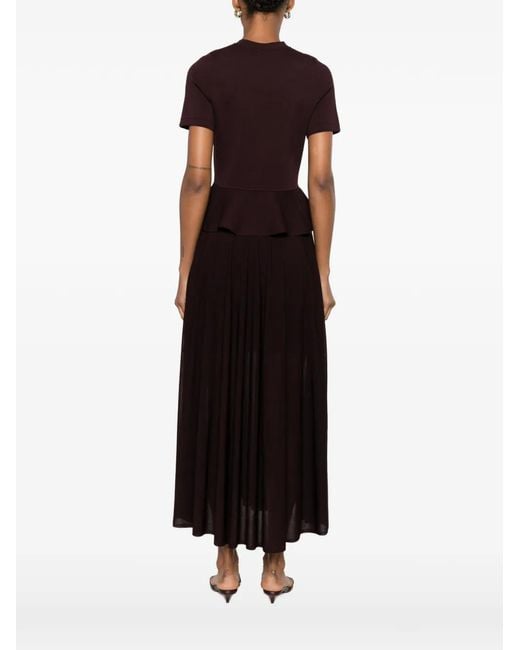 Sandro Purple Peplum-Hem Buttoned Knitted Dress
