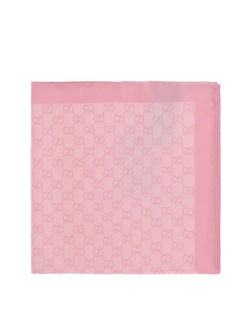 Gucci Pink Gg Silk-Twill Scarf