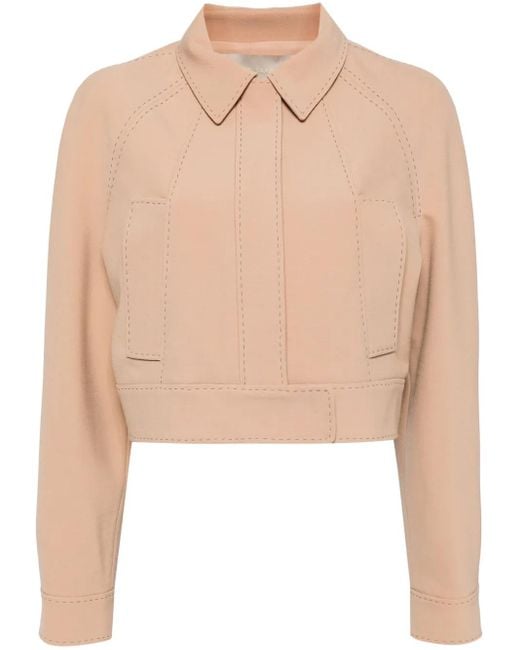 Veste Crop À Coutures Contrastantes Elie Saab en coloris Natural
