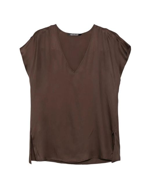 Pennyblack Brown V-Neck Side-Slit Top