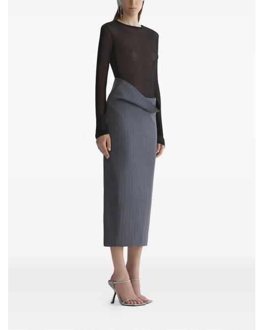 Mugler Black Pinstripe Split Skirt