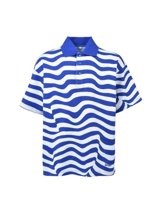Martine Rose Blue Ego Ss Striped Polo Shirt for men