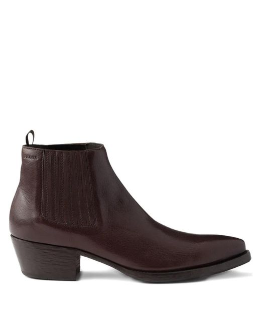 Prada Brown 55Mm Gusset-Detail Leather Chelsea Boots for men