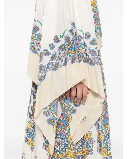 Etro ペイズリー シルクポンチョ Blue