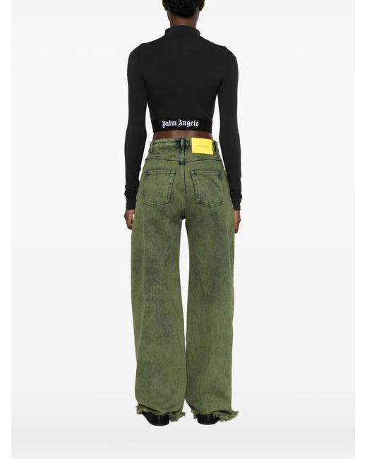 Palm Angels Black Logo-Detail Cropped Top