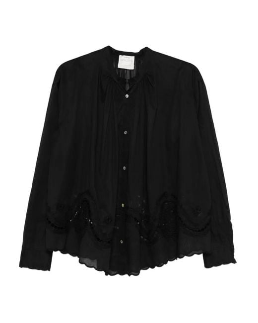 Forte_forte Black "Memoires D'Enfance"Embroidery Bohemian Shirt