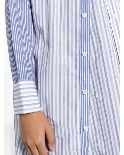 Yohji Yamamoto Blue Asymmetric Striped Cotton Shirt