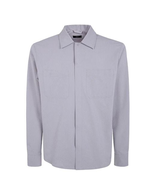 Herno Purple Seersucker-Textured Shirt Jacket for men