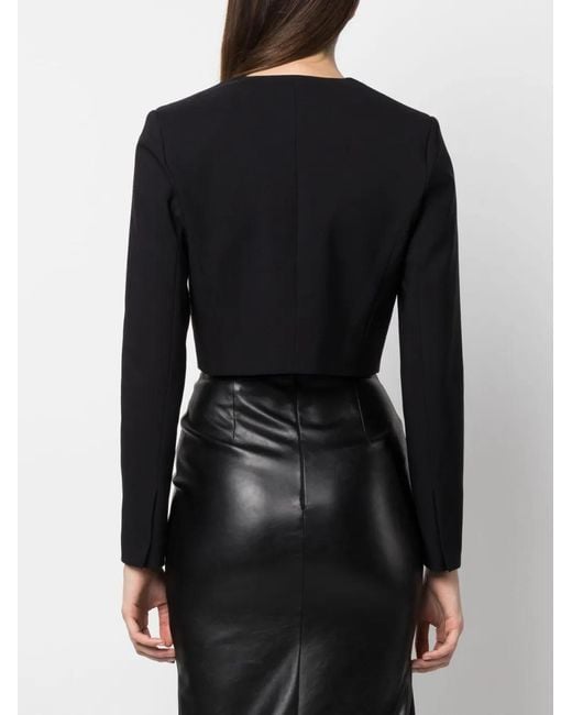 Genny Black Cropped Peak-Lapel Blazer