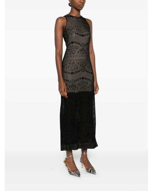 Twinset Black Openwork Midi Dress