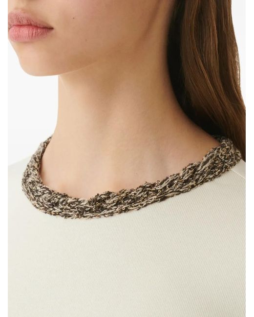 Fabiana Filippi White Sequin-Embellished Short-Sleeve T-Shirt