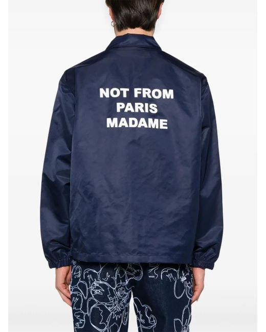 Drole de Monsieur Blue La Veste Slogan Jacket for men