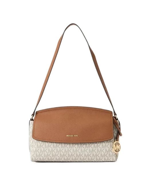 Michael Kors White Monogram-Print Shoulder Bag