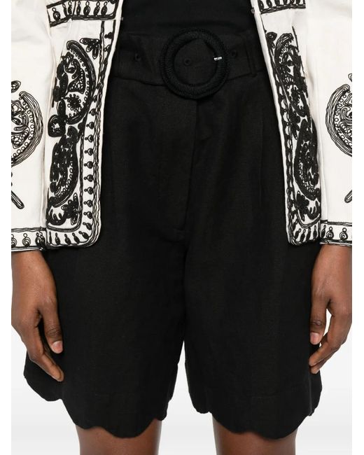 Scarlett Poppies Black Basica Scalloped-Trim Shorts