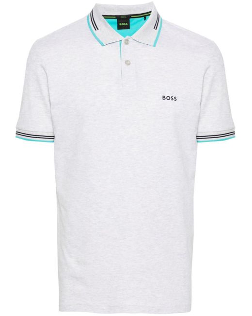 Boss Gemeleerd Poloshirt Met Logo in het White voor heren