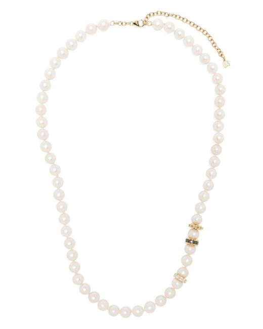 Collana in oro giallo 14kt con perla e diamanti di Sydney Evan in White da Uomo