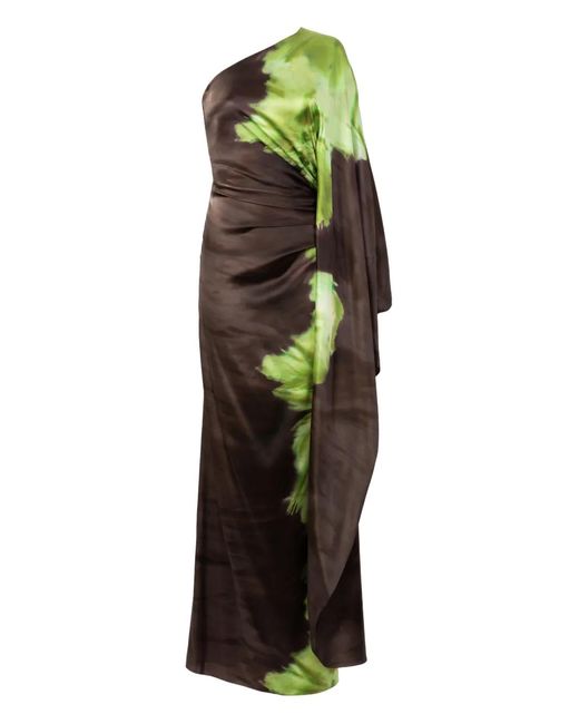 Silvia Tcherassi Green Afrodita One-Shoulder Maxi Dress