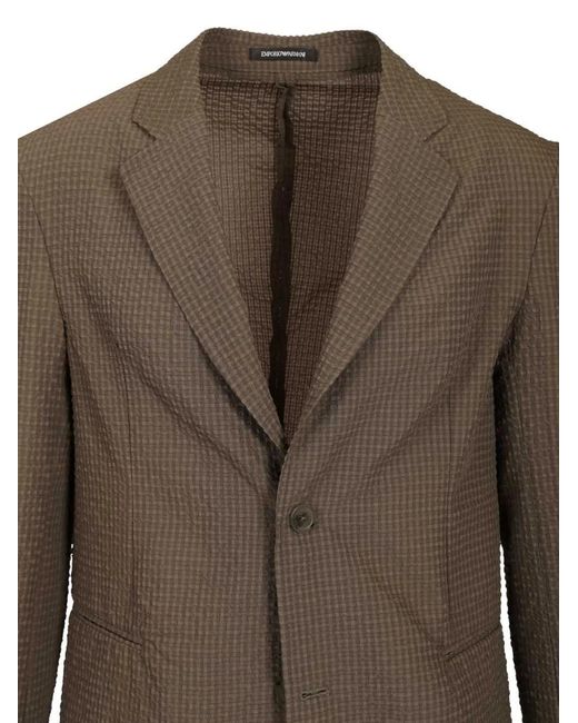 Emporio Armani Brown Button Pattern Blazer for men