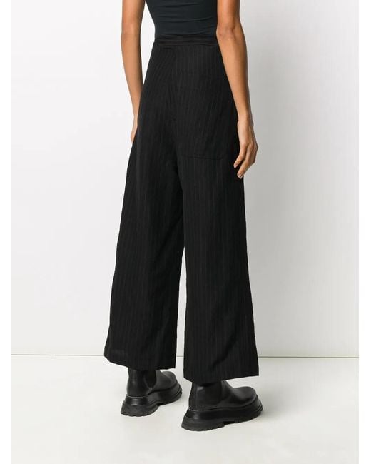 Y's Yohji Yamamoto Black Pinstripe Wide-Leg Trousers