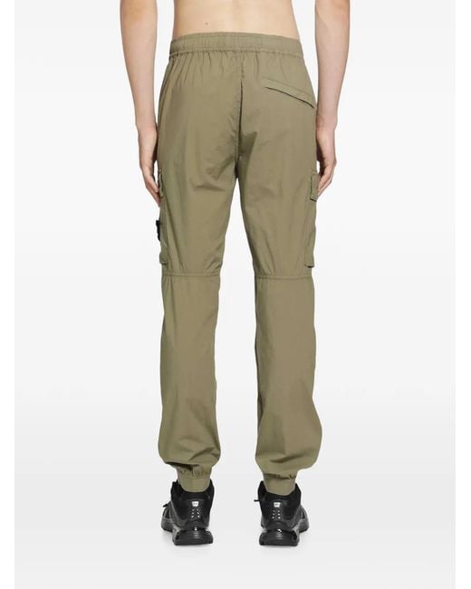 Stone Island Green Logo-Patch Cargo Pants for men