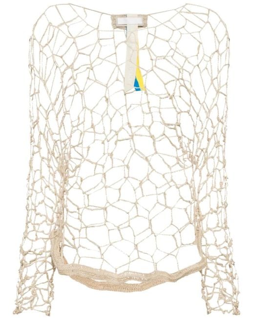 Litkovskaya White Round-Neck Net Jumper