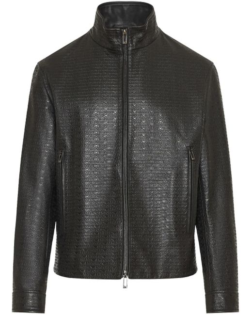 Emporio Armani Black Logo-Debossed Jacket for men