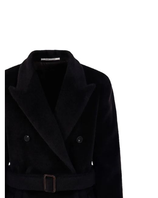 Tagliatore Black Belted Double-Breasted Coat