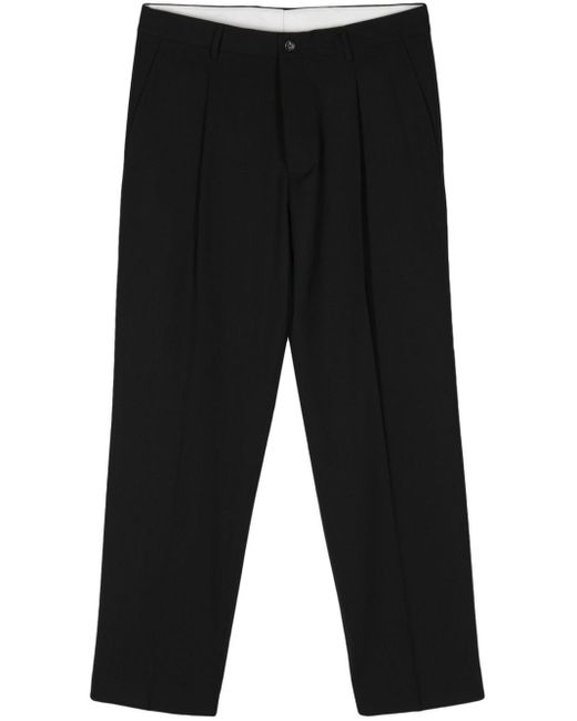 Dell'Oglio Black Sandy Mid-rise Tailored Trousers for men