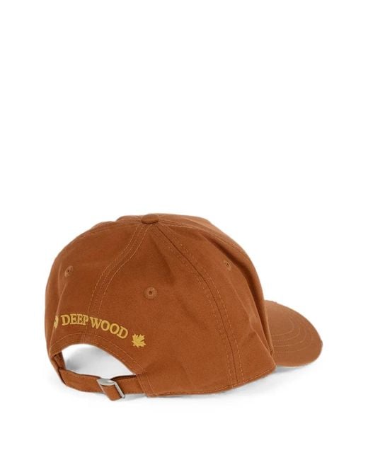 DSquared² Brown Embroidered-Patch Distressed Baseball Cap for men